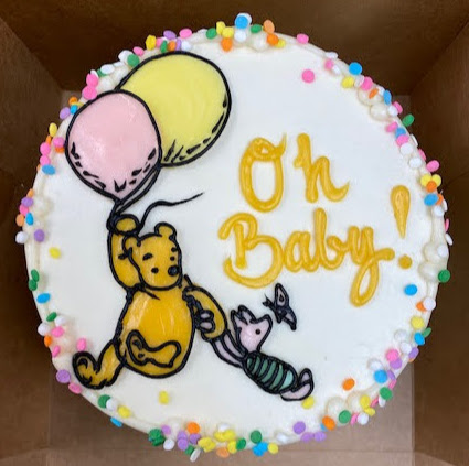 WINNIE THE POOH AND PIGLET GENDER NEUTRAL BABY SHOWER CAKE IN CHICAGO, ILLINOIS