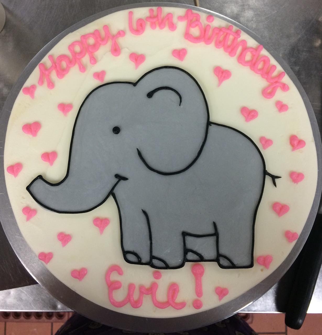 SINGLE ELEPHANT WITH SMALL HEARTS CUTE BAY SHOWER CAKE IN CHICAGO ILLINOIS