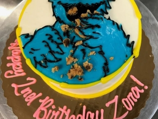 PBS CARTOON SESEAME STREET CHOCOLATE CHIP COOKIE MONSTER MUPPET CUSTOM CHARACTER KIDS BIRTHDAY PARTY CAKE IN CUSTOMER