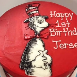 DR SUESS CAT IN THE HAT THING ONE THING TWO NONSENSE KIDS CHARACTER CUSTOM BIRTHDAY PARTY CAKE IN CHICAGO