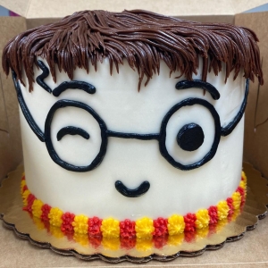 HARRY POTTER FULLY COVERED TEXTURED HAIR WITH GLASSES AND SCAR CUSTOM KIDS MOVIE CHARACTER BIRTHDAY CAKE IN CHICAGO