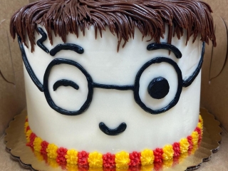 HARRY POTTER FULLY COVERED TEXTURED HAIR WITH GLASSES AND SCAR CUSTOM KIDS MOVIE CHARACTER BIRTHDAY CAKE IN CHICAGO