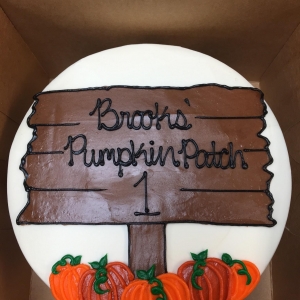 CUTE PUMPKIN PATCH WOODEN SIGN AUTUMN FALL HALLOWEEN BIRTHDAY HOLIDAY CAKE IN CHICAGO ILLINOIS