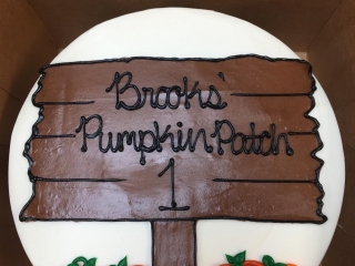 CUTE PUMPKIN PATCH WOODEN SIGN AUTUMN FALL HALLOWEEN BIRTHDAY HOLIDAY CAKE IN CHICAGO ILLINOIS
