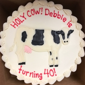 HOLY COW PUN FUNNY SMART OVER THE HILL SURPRISE BIRTHDAY CAKE