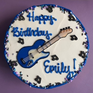 ELECTRIC GUITAR MUSIC THEME ROCK AND ROLL KIDS BOYS BIRTHDAY CAKE IN BLUE