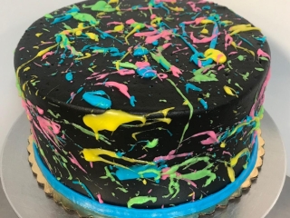 NEON SPLASH SPLATTER PAINT BUTTERCREAM KIDS ADULTS SUPRISE BIRTHDAY 80S CAKE