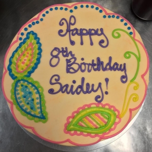 PAISLEY PATTERNED BANDANA RAINBOW COLORED BUTTERCREAM BIRTHDAY PARTY CELEBRATION CAKE