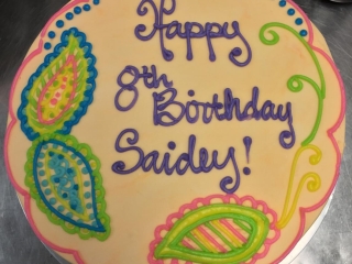 PAISLEY PATTERNED BANDANA RAINBOW COLORED BUTTERCREAM BIRTHDAY PARTY CELEBRATION CAKE