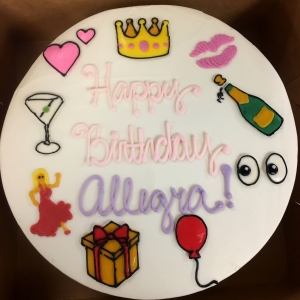 EMOJI PATRY BALLONS DANCING AND DRINKS FOR 21ST 30TH WOMENS BIRTHDAY PARTY CUSTOM CAKE IN CHICAGO