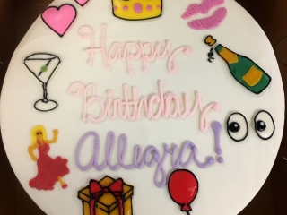 EMOJI PATRY BALLONS DANCING AND DRINKS FOR 21ST 30TH WOMENS BIRTHDAY PARTY CUSTOM CAKE IN CHICAGO