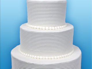COMBED SIDES WITH PEARL BORDER WEDDING CAKE