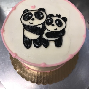 HUGGING BEST FRIEND MOTHER DAUGHTER COUPLE PANDA CUTE CUSTOM BIRTHDAY ANNIVERSARY CUSTOM CAKE IN CHICAGO