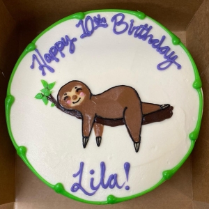 SLEEPING HANGING SLOTH NAP FOR KIDS BIRTHDAY CELELBRATION PARTY CAKE IN CHICAGO