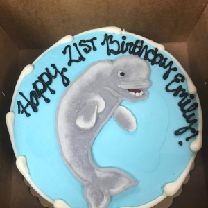 UNDER THE SEA AQUATIC AQUARIUM BELUGA WHALE HAND DRAWN BIRTHDAY CAKE FOR KIDS AND ADULTS CELEBRATION PARTY IN CHICAGO