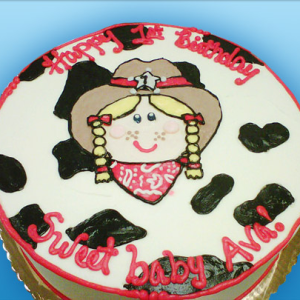 HOWDY COW GIRL COW BOY HAT AND BANDANA ON PRINT FOR KIDS BIRTHDAY PARTY CELEBRATION CAKE IN CHICAGO