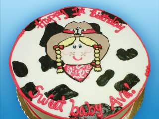 HOWDY COW GIRL COW BOY HAT AND BANDANA ON PRINT FOR KIDS BIRTHDAY PARTY CELEBRATION CAKE IN CHICAGO