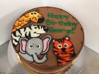 GIRAFFE ZEBRA ELEPHANT AND TIGER ZOO ANIMAL THEME KIDS BIRTHDAY BABY SHOWER CELEBRATION PARTY CUSTOM CAKE IN CHICAGO
