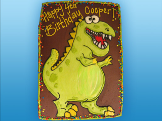 CUTE DINO CARTOON DINOSAUR BOYS BIRTHDAY CELELBRATION PARTY CUSTOM CAKE IN CHICAGO