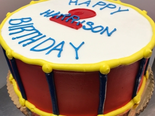 DRUM COVERED FULL DESIGN CUSTOM KIDS BAND BIRTHDAY PARTY CAKE IN CHICAGO