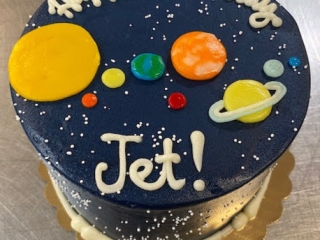 MILKY WAY SOLAR SYSTEM SUN AND PLANETS IN STAR GALAXY KIDS CUSTOM BIRTHDAY SCIENCE PARTY CAKE IN CHICAGO