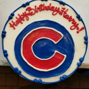 CUBS LOGO BASEBALL WORLD SERIES SPORTS KIDS BOYS CUSTOM BIRTHDAY PARTY CELELBRATION CAKE IN CHICAGO