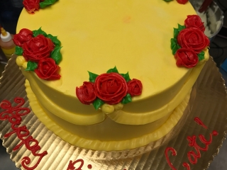 BEAUTY AND THE BEAST DISNEY PRINCESS THEME YELLOW AND RED ROSE CUSTOM GIRLY BIRTHDAY PARTY CELEBRATION CAKE IN CHICAGO