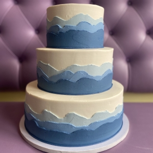 LAYERED OMBRE BLUE WEDDING CAKE