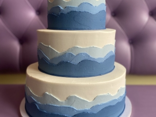 LAYERED OMBRE BLUE WEDDING CAKE