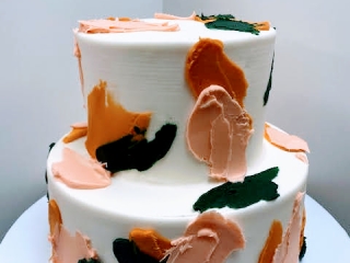 WEDDING COLOR FUN SIMPLE MODERN PALETTE STROKE WEDDING TIER CAKE DESIGN IDEA IN CHICAGO