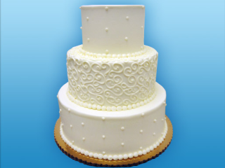 ELEGANT INTRICATE PEARL PATTERN WHITE TIER WEDDING CAKE IN CHICAGO
