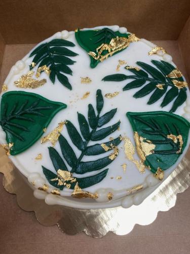 F24. Tropical Leaves with Gold Leaf